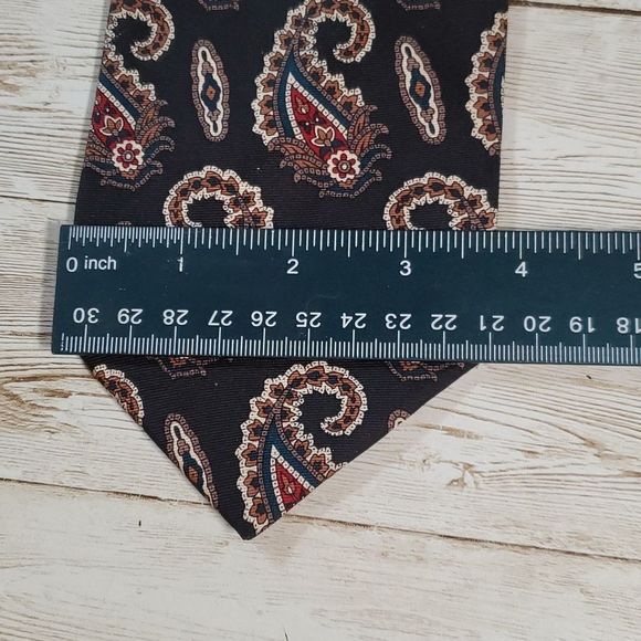 Pierre Balmain Mens Vintage Neck Tie Black Paisley Silk Extra Long Made In Italy - Picture 4 of 5